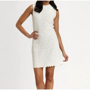 Raoul Optic White Crochet Flower Lace Shift Leather Back Dress Women’s Size 2 -S